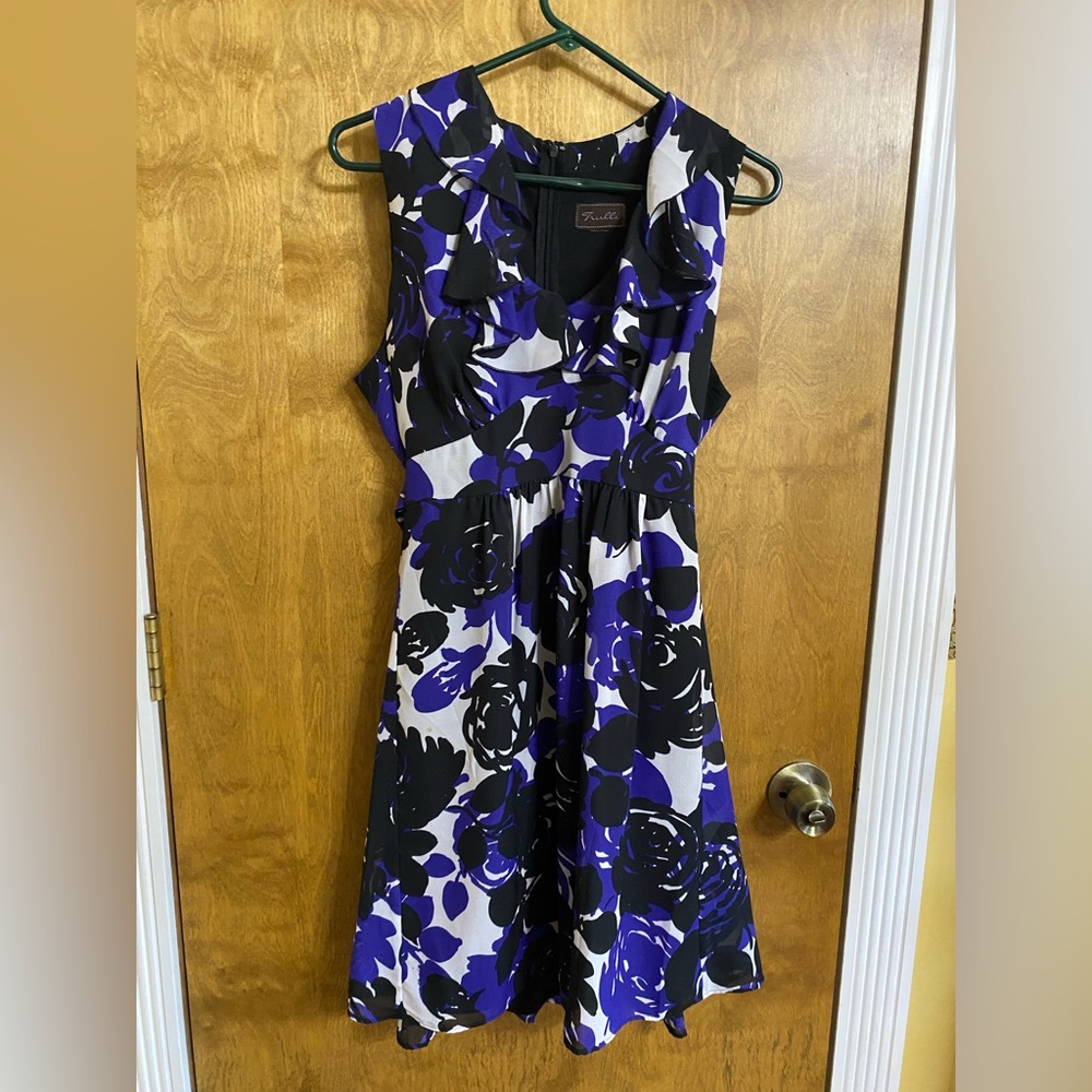 TRULLY Black and Purple Floral Midi Dress